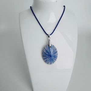 Necklace lines with leather chain