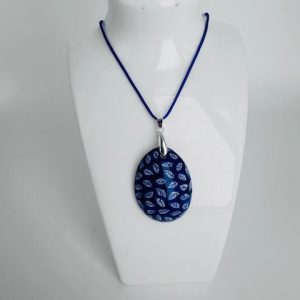 Necklace feather blue with leather chain