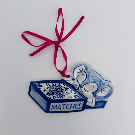 Christmas ornament matchbox with sleeping mouse