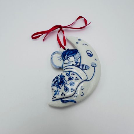 Christmas ornament moon with mouse